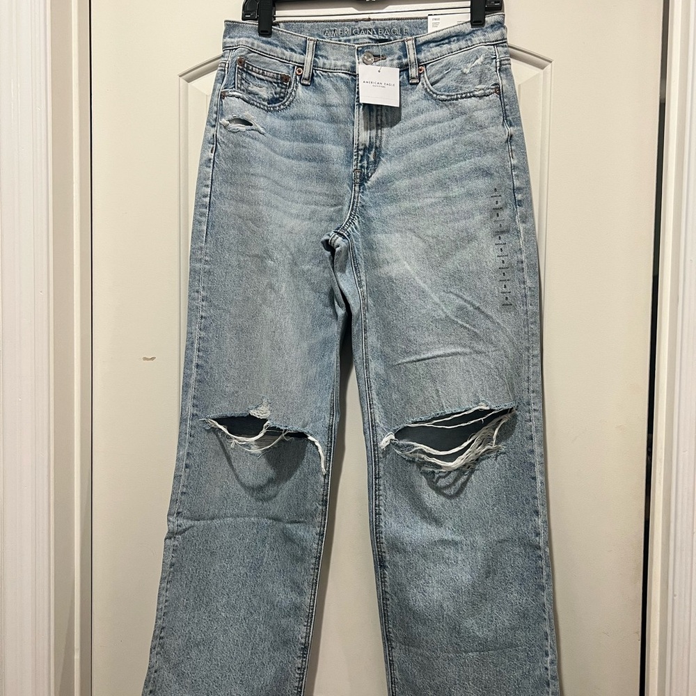 American Eagle Outfitters Light Blue Ripped Boyfriend Jeans